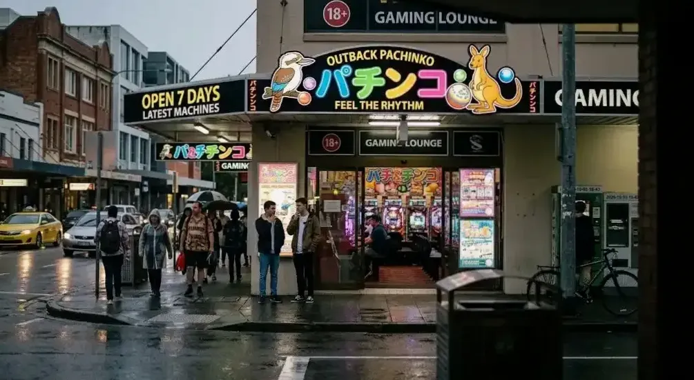 Pachinko machine nail field and ball path close up