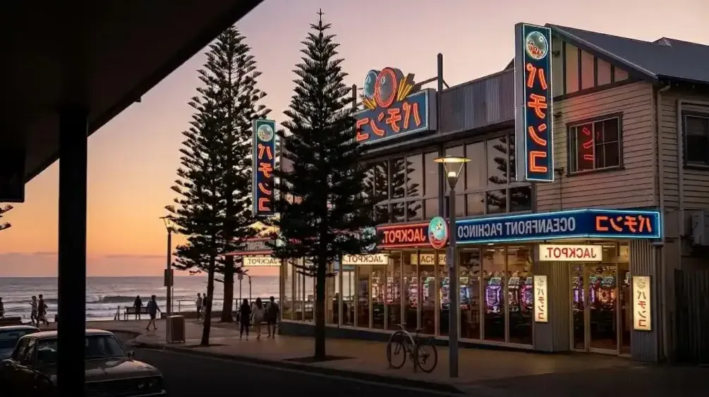 Pachinko machines on the main floor of the Brisbane club