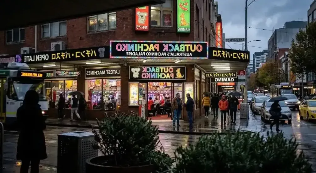 Guest playing a modern pachinko machine at Pachinko Bounty