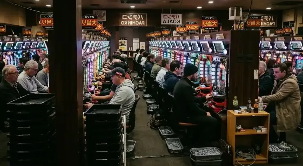 Pachinko machines on the main floor of the Brisbane club